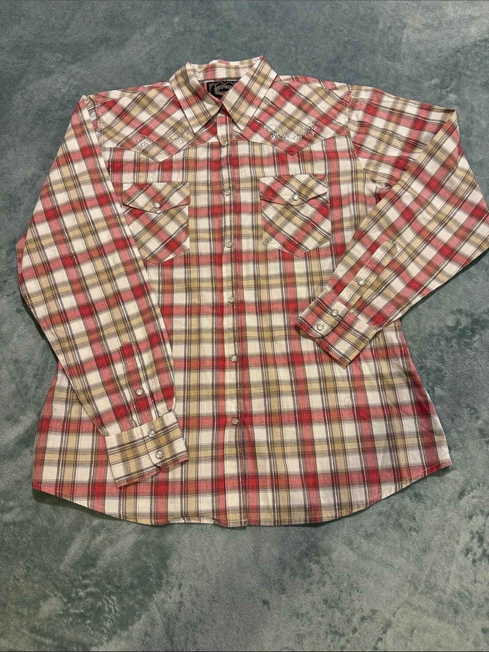 Men's Red Plaid Western Button-Down Shirt